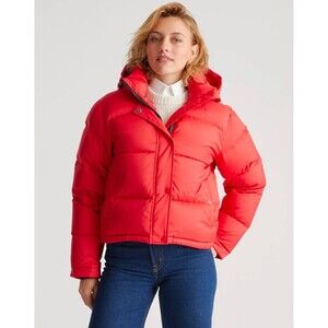 Quince Women's Responsible Down Cropped Puffer Jacket Red Size Medium M NWT